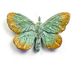 Green & Yellow Butterfly Pendant - Bronze