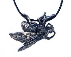 Solitary Wasp Pendant - Silver